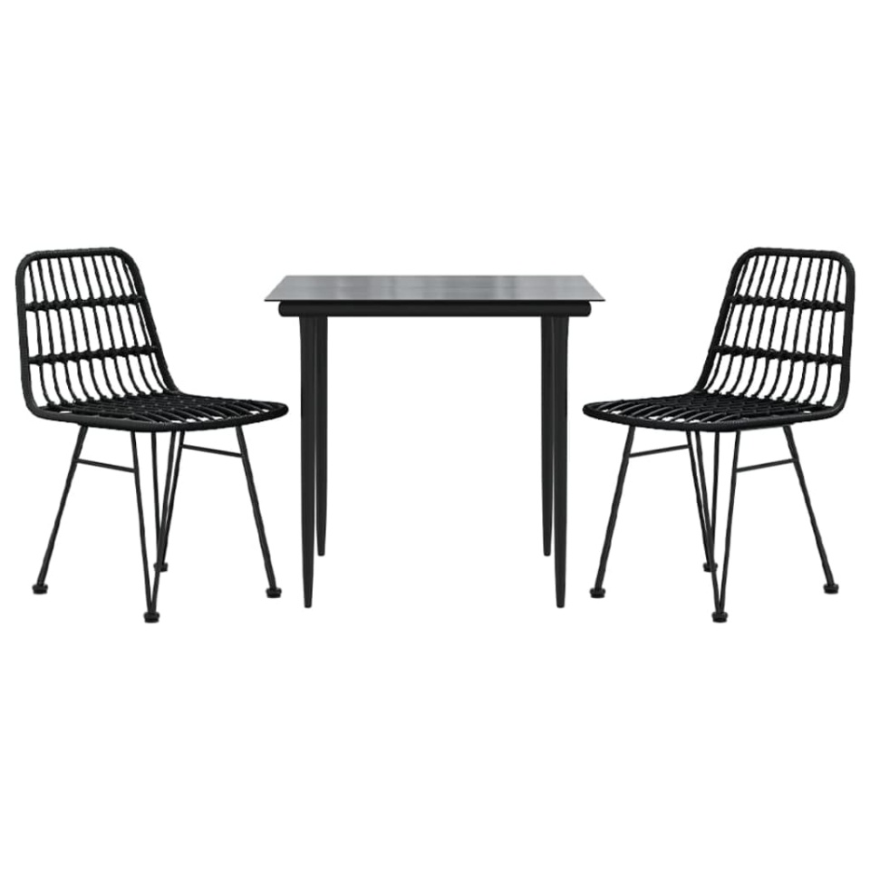 Set mobilier de grădină, 3 piese, negru, poliratan - 2 | YEO