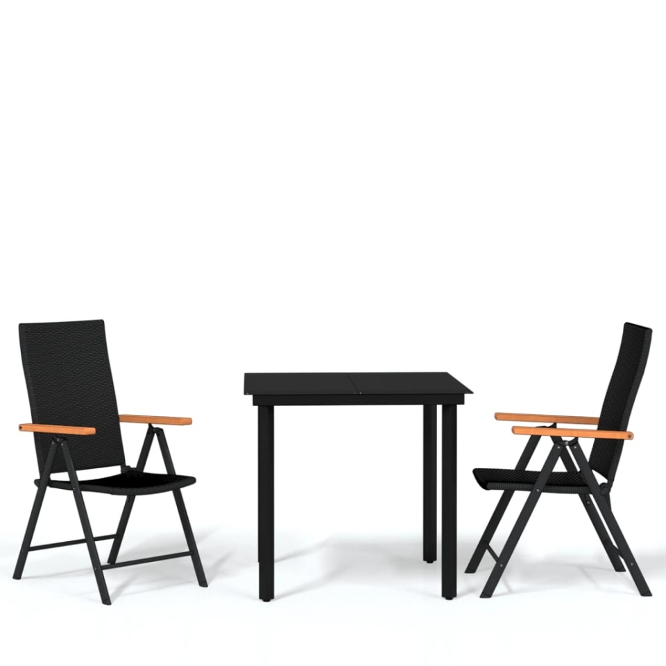 Set mobilier de grădină, 3 piese, negru - 1 | YEO
