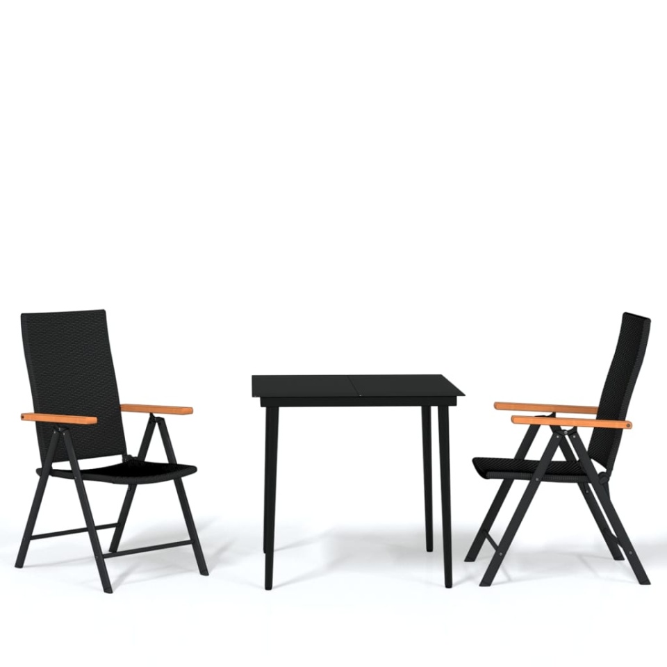 Set mobilier de grădină, 3 piese, negru - 1 | YEO
