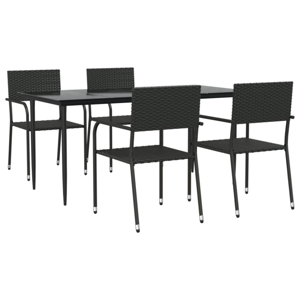 Set mobilier de grădină, 5 piese, negru, poliratan și oțel - 1 | YEO