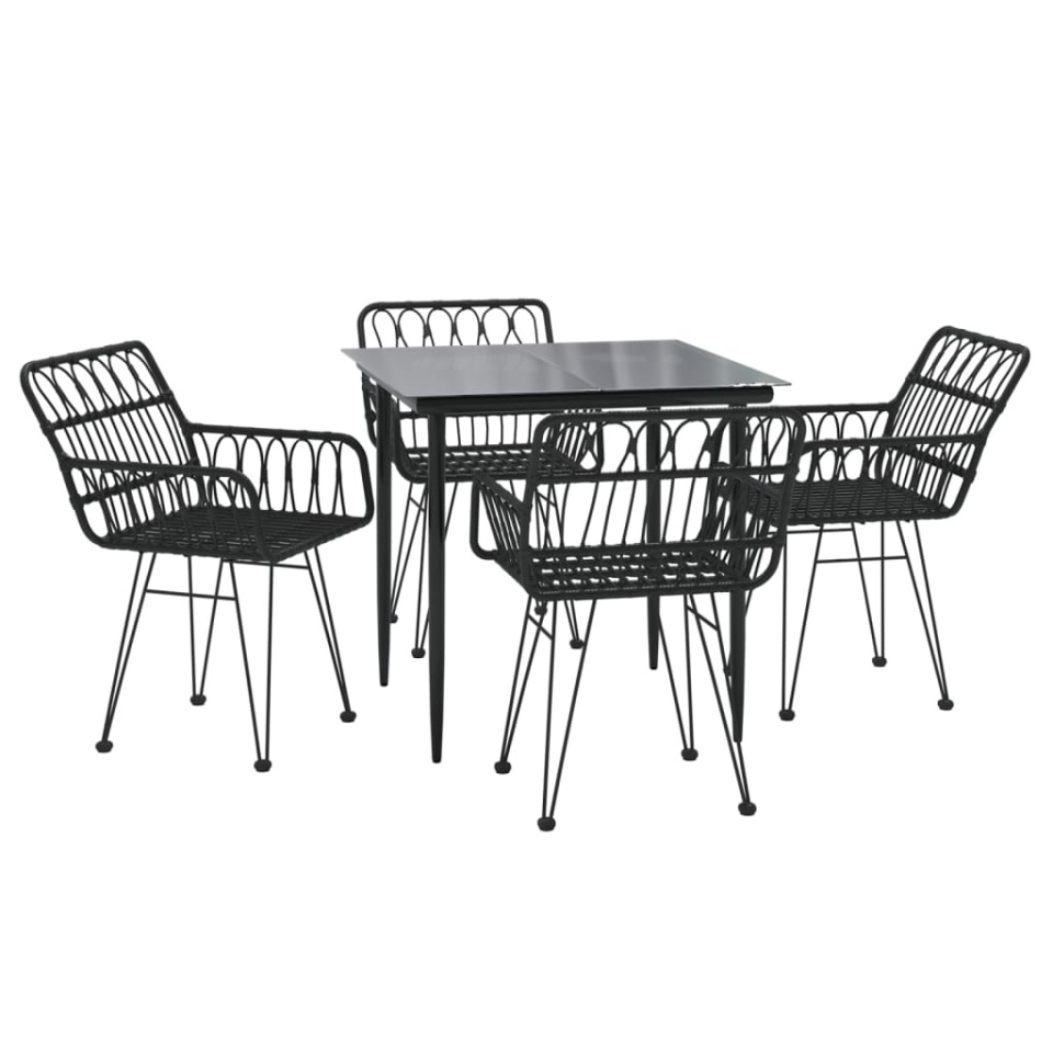 Set mobilier de grădină, 5 piese, negru, poliratan - 2 | YEO