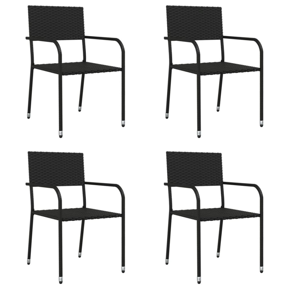 Set mobilier de grădină, 5 piese, negru, poliratan - 2 | YEO