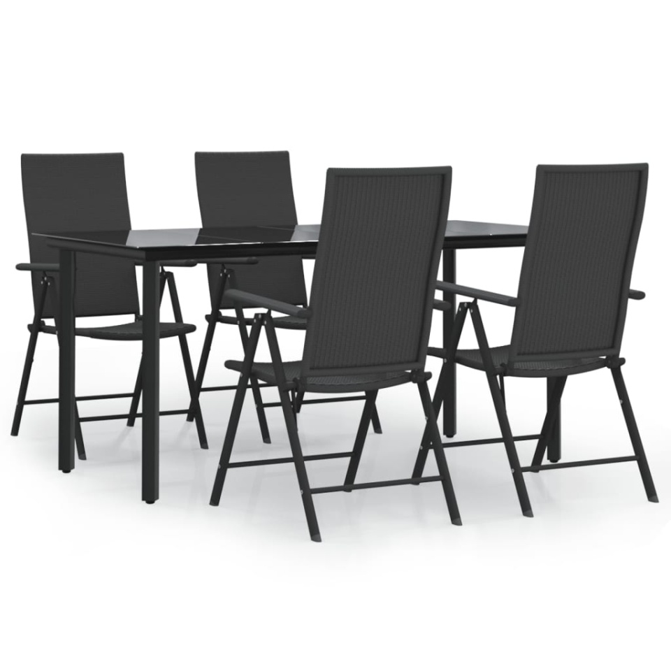 Set mobilier de grădină, 5 piese, negru, poliratan - 1 | YEO