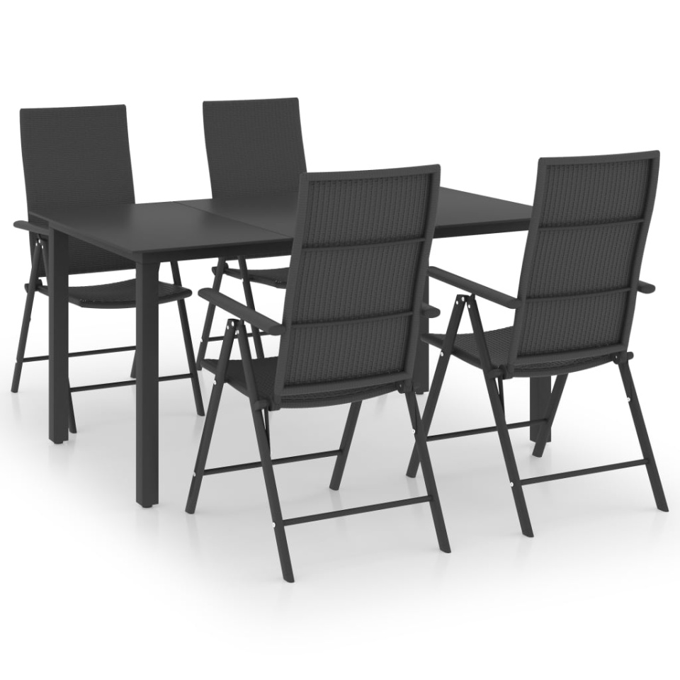 Set mobilier de grădină, 5 piese, negru - 1 | YEO