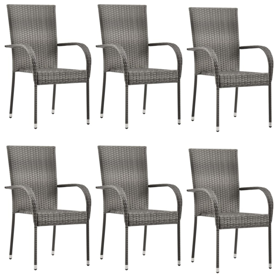 Set mobilier de grădină, 7 piese, gri, poliratan - 3 | YEO