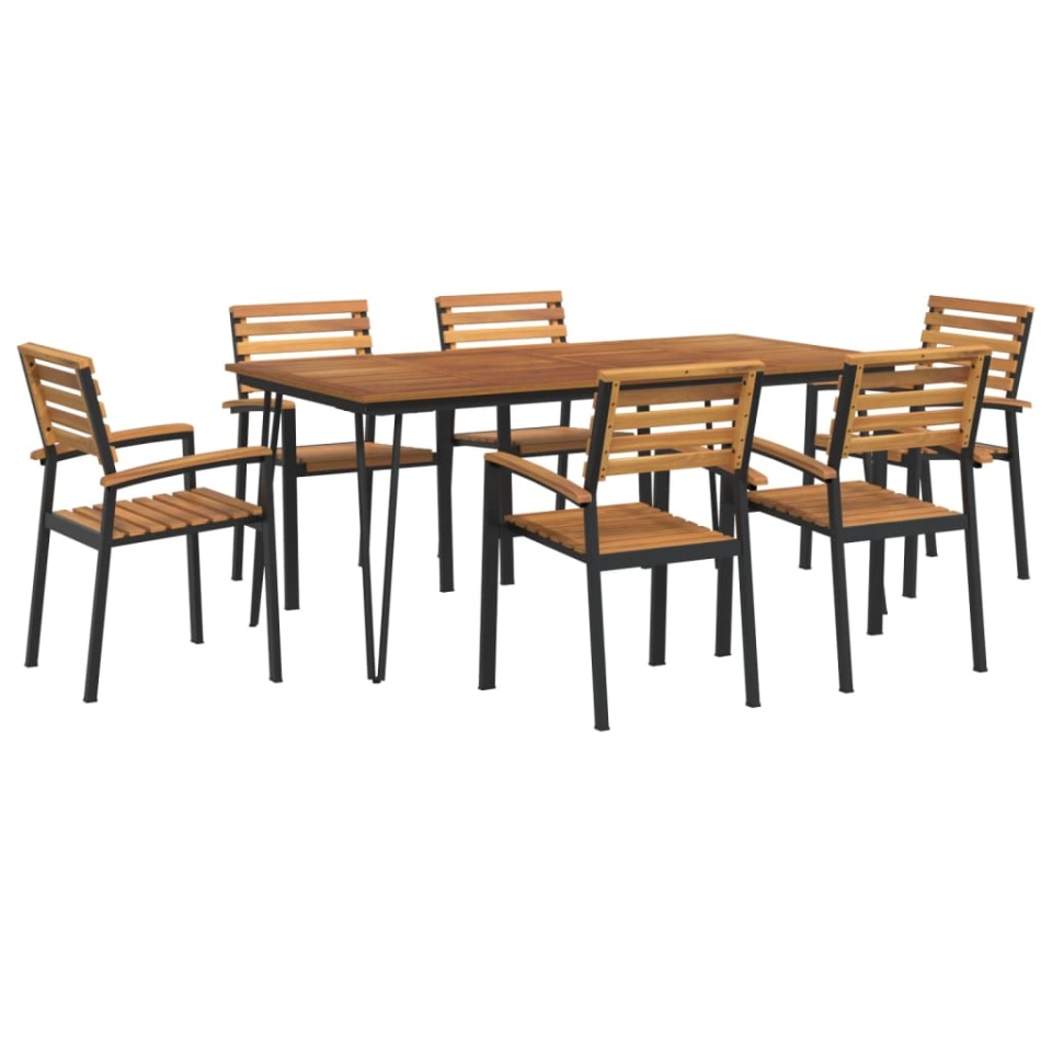 Set mobilier de grădină, 7 piese, lemn masiv de acacia și metal - 1 | YEO
