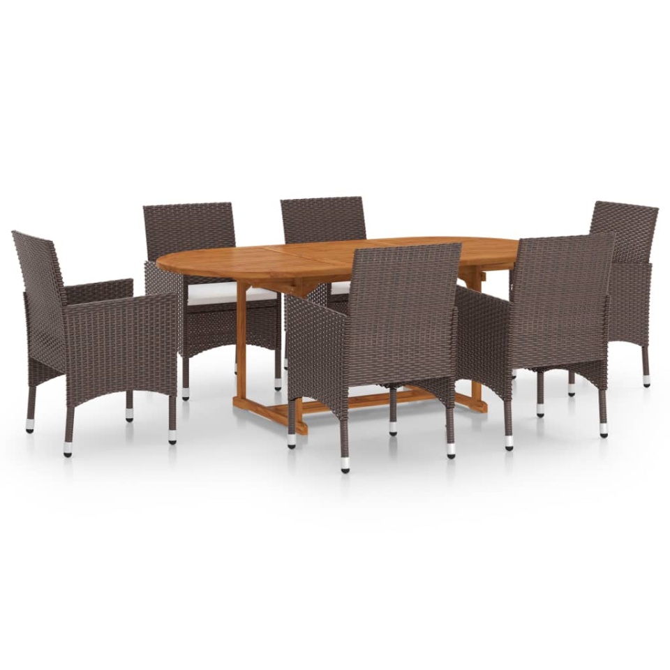 Set mobilier de grădină, 7 piese, maro, poliratan - 1 | YEO