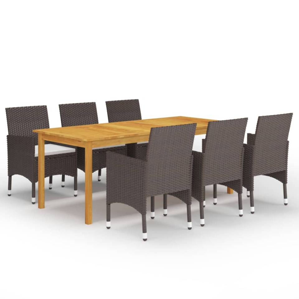 Set mobilier de grădină, 7 piese, maro