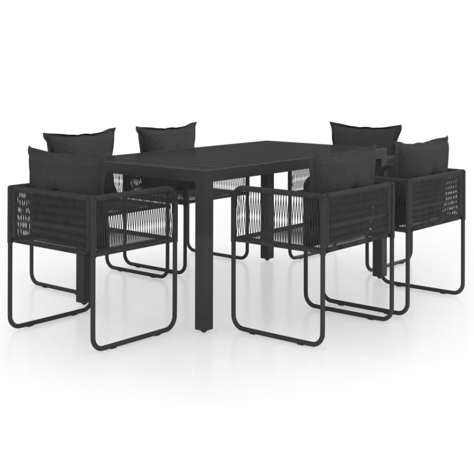 Set mobilier de grădină, 7 piese, negru, ratan PVC - 1 | YEO