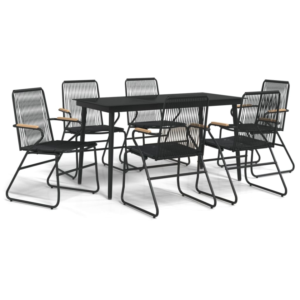 Set mobilier de grădină, 7 piese, negru, ratan PVC - 1 | YEO