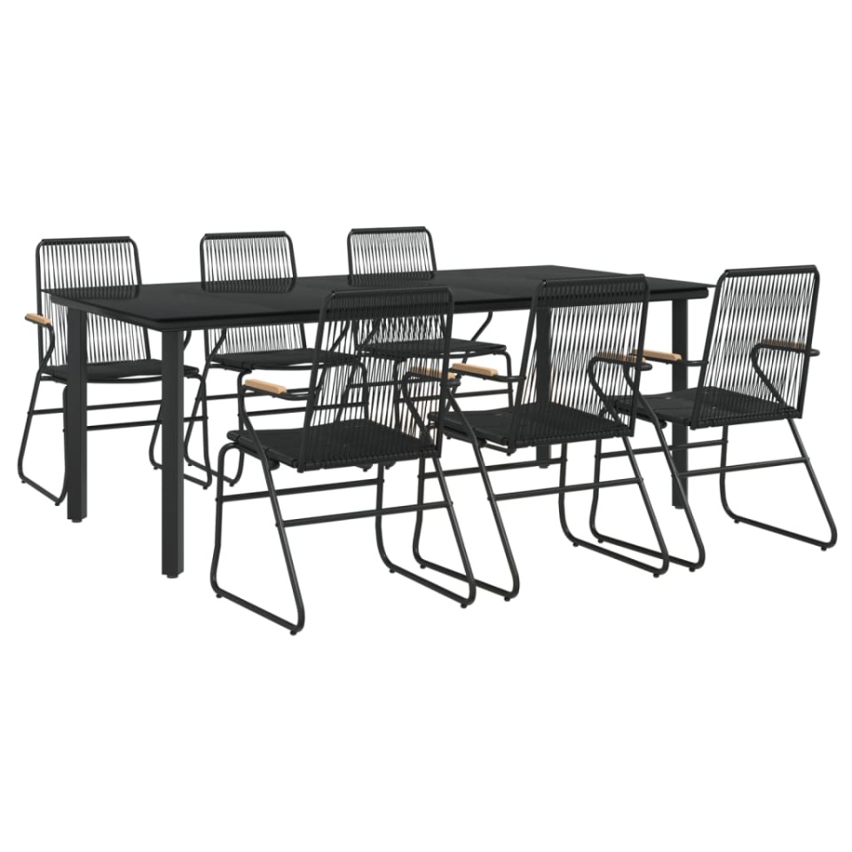 Set mobilier de grădină, 7 piese, negru, ratan PVC - 2 | YEO