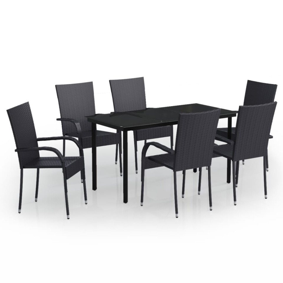 Set mobilier de grădină, 7 piese, negru - 1 | YEO
