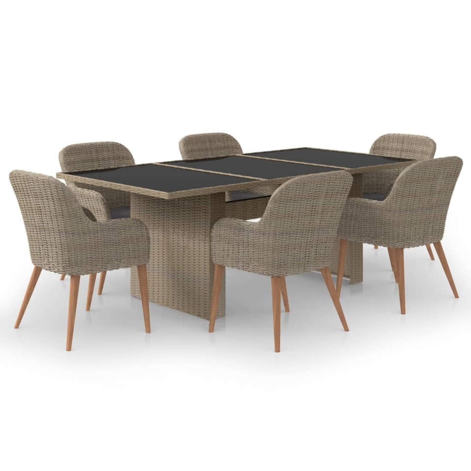 Set mobilier de grădină, 7 piese, poliratan - 1 | YEO