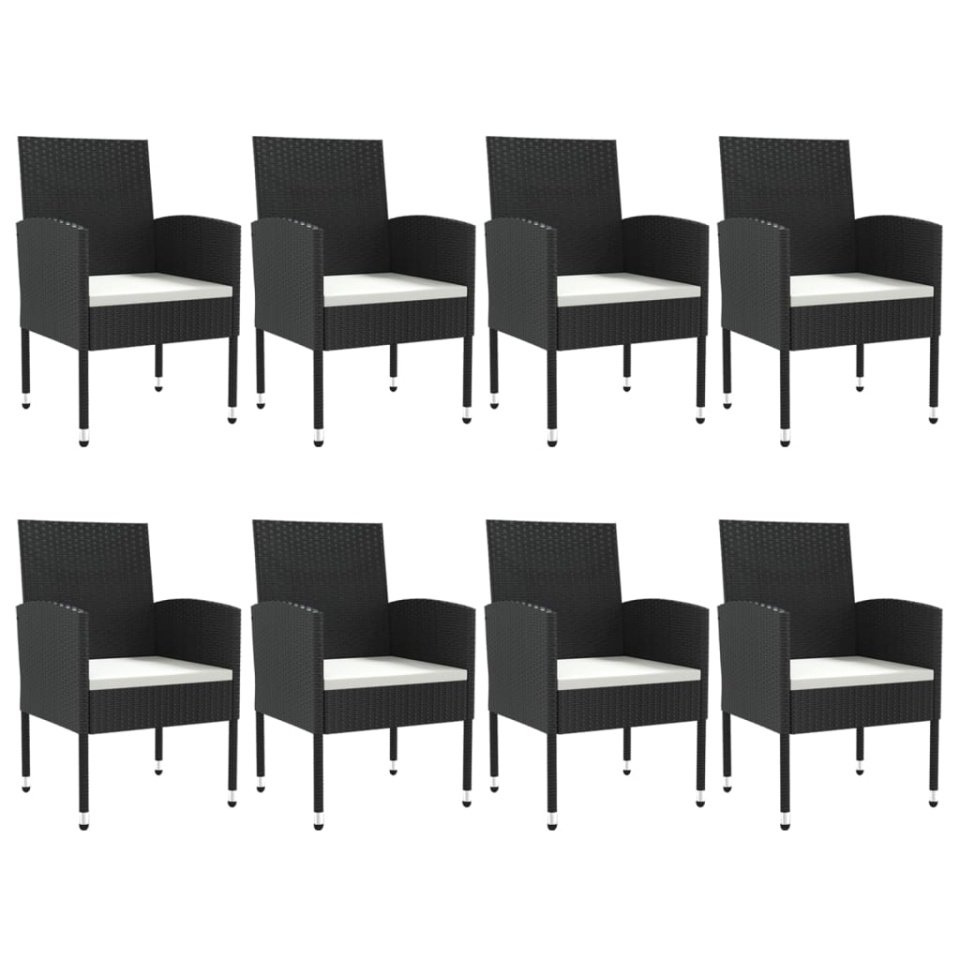 Set mobilier de grădină, 9 piese, negru, poliratan și oțel - 2 | YEO
