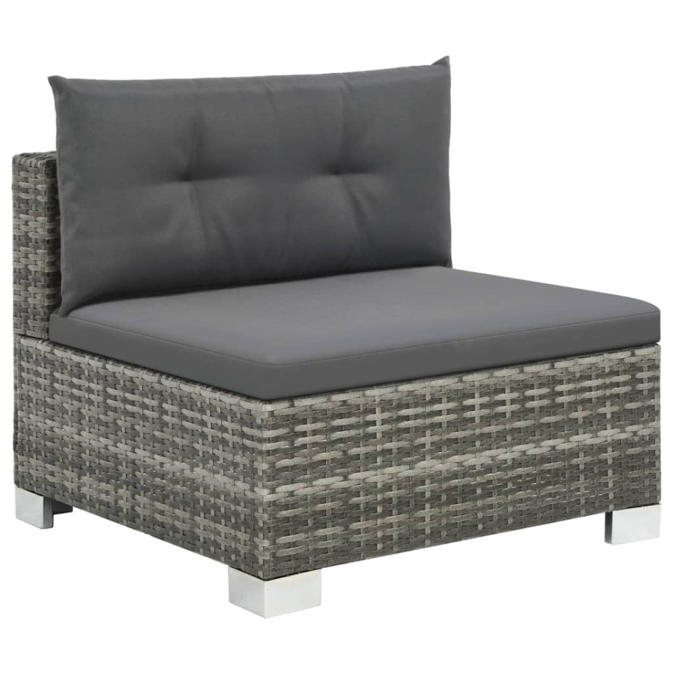 Set mobilier de grădină cu perne, 10 piese, gri, poliratan - 2 | YEO