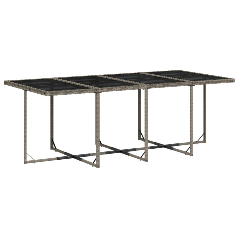 Set mobilier de grădină cu perne, 13 piese, gri, poliratan - 3 | YEO