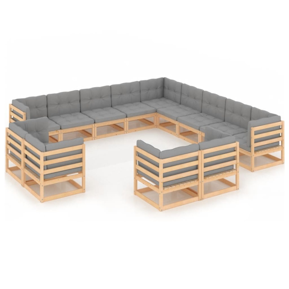 Set mobilier de grădină cu perne, 13 piese, lemn masiv de pin - 1 | YEO