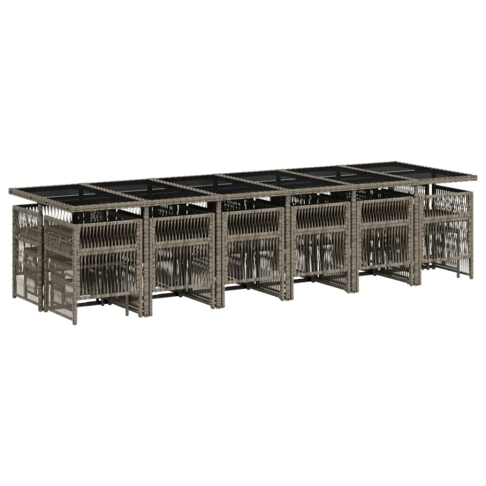 Set mobilier de grădină cu perne, 17 piese, gri, poliratan - 2 | YEO