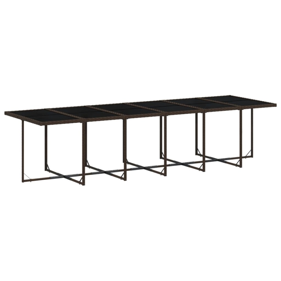 Set mobilier de grădină cu perne, 17 piese, maro, poliratan - 3 | YEO