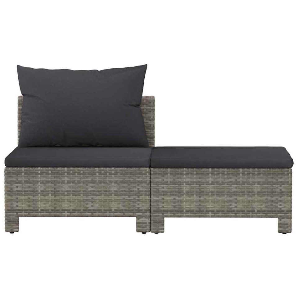 Set mobilier de grădină cu perne, 2 piese, gri, poliratan - 3 | YEO