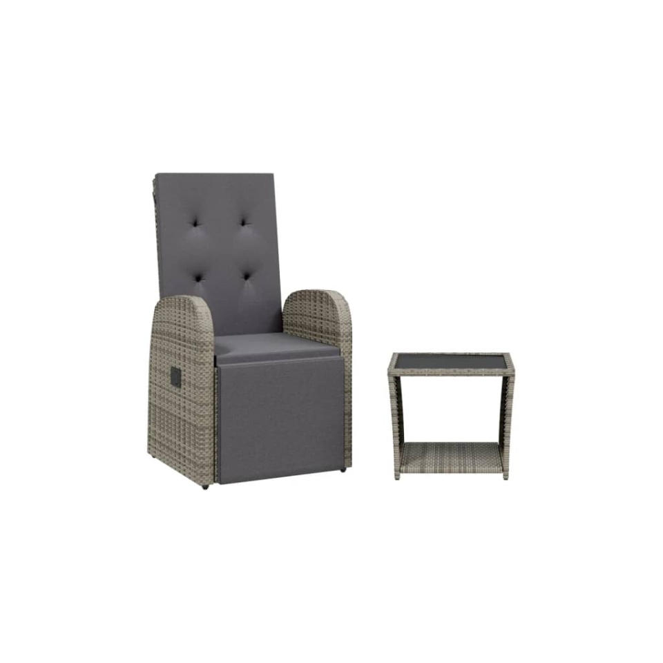 Set mobilier de grădină cu perne, 2 piese, gri, poliratan - 1 | YEO
