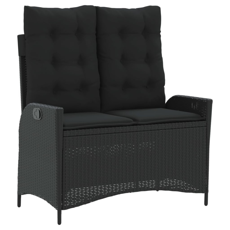 Set mobilier de grădină cu perne, 2 piese, negru, poliratan - 3 | YEO
