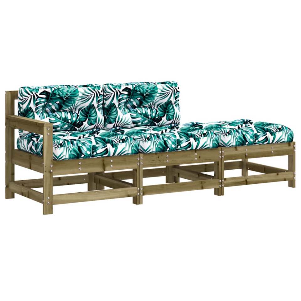 Set mobilier de grădină cu perne, 3 piese, lemn de pin tratat - 1 | YEO