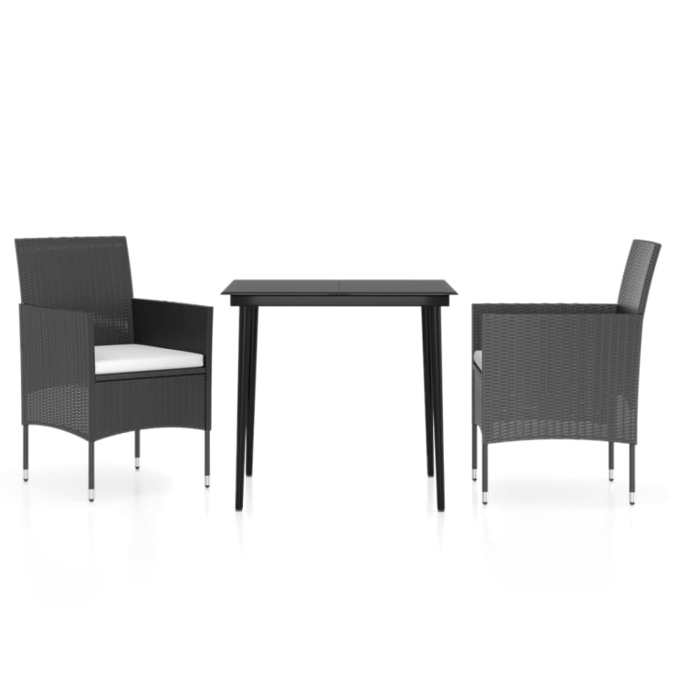 Set mobilier de grădină cu perne, 3 piese, negru - 1 | YEO