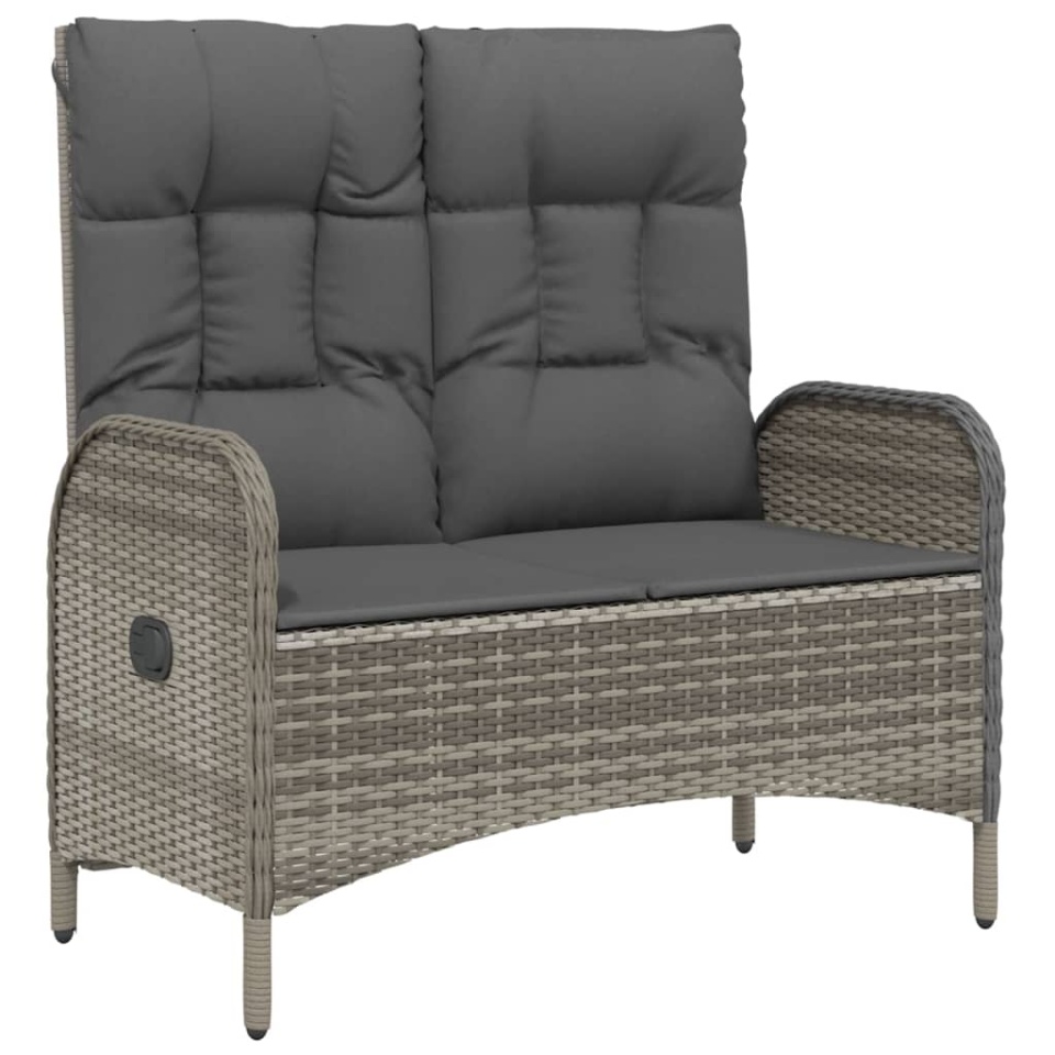 Set mobilier de grădină cu perne, 4 piese, gri, poliratan - 2 | YEO
