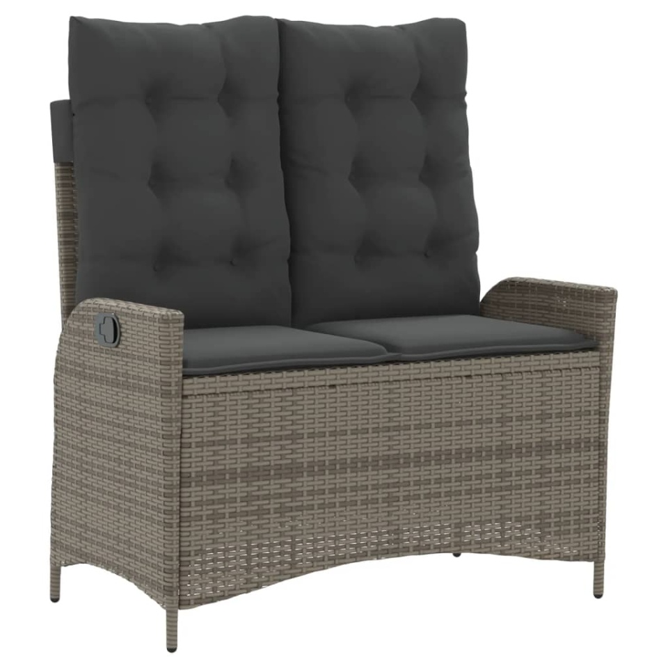 Set mobilier de grădină cu perne, 4 piese, gri, poliratan - 3 | YEO