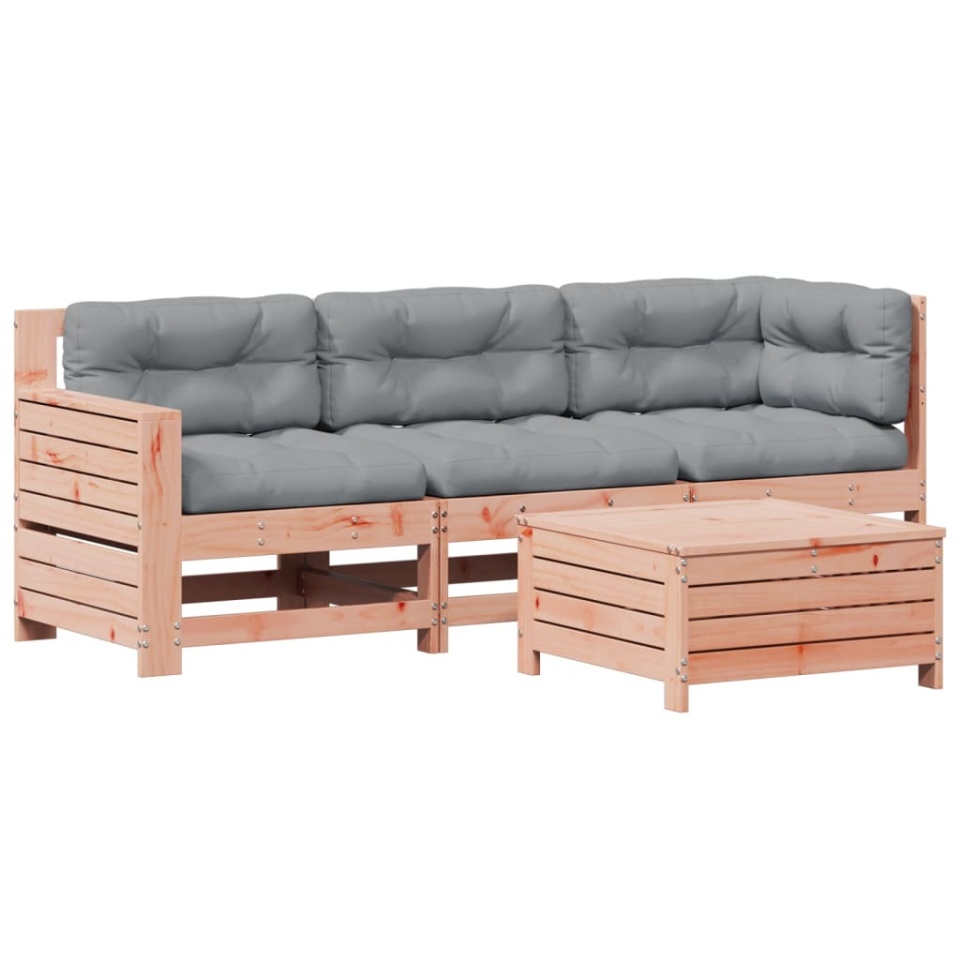 Set mobilier de grădină cu perne, 4 piese, lemn masiv douglas - 1 | YEO