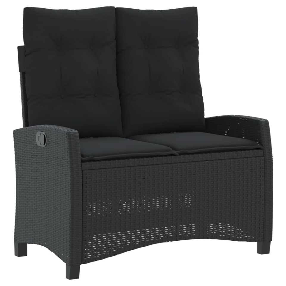 Set mobilier de grădină cu perne, 4 piese, negru, poliratan - 2 | YEO