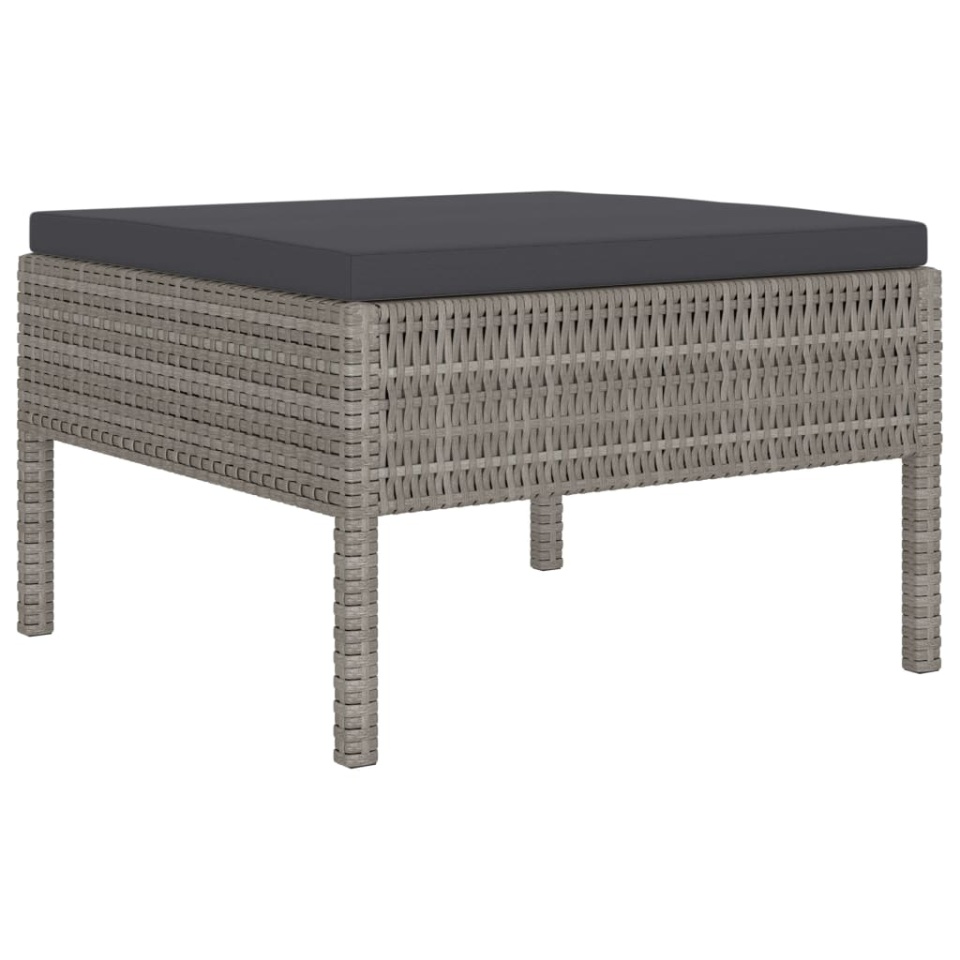 Set mobilier de grădină cu perne, 4 piese, poliratan, gri - 3 | YEO