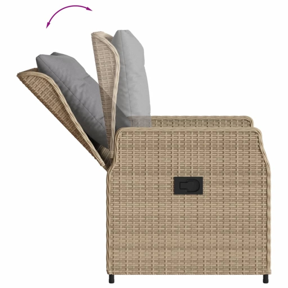 Set mobilier de grădină cu perne, 5 piese, bej, poliratan - 3 | YEO