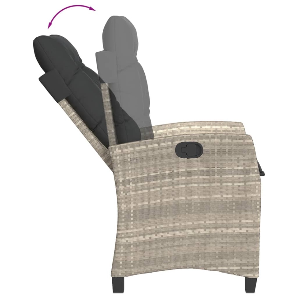 Set mobilier de grădină cu perne, 5 piese gri deschis poliratan - 3 | YEO
