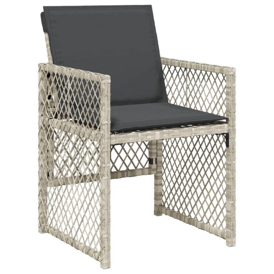 Set mobilier de grădină cu perne, 5 piese gri deschis poliratan - 2 | YEO
