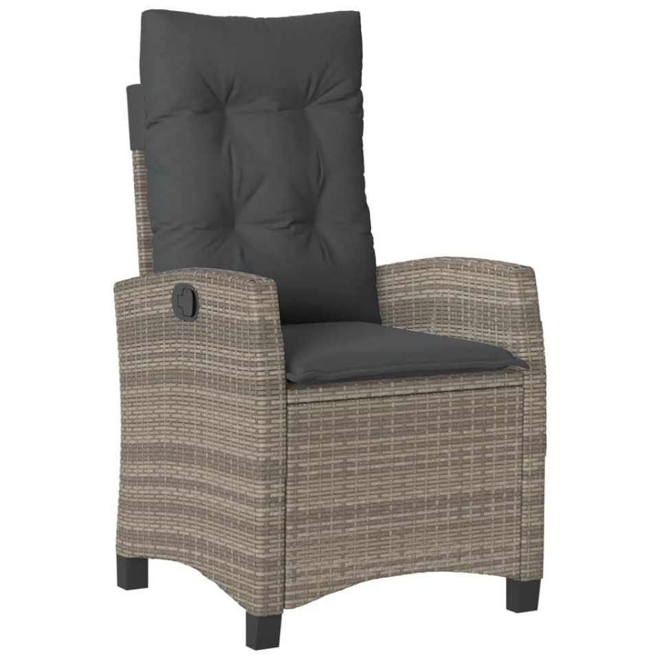 Set mobilier de grădină cu perne, 5 piese, gri, poliratan - 3 | YEO