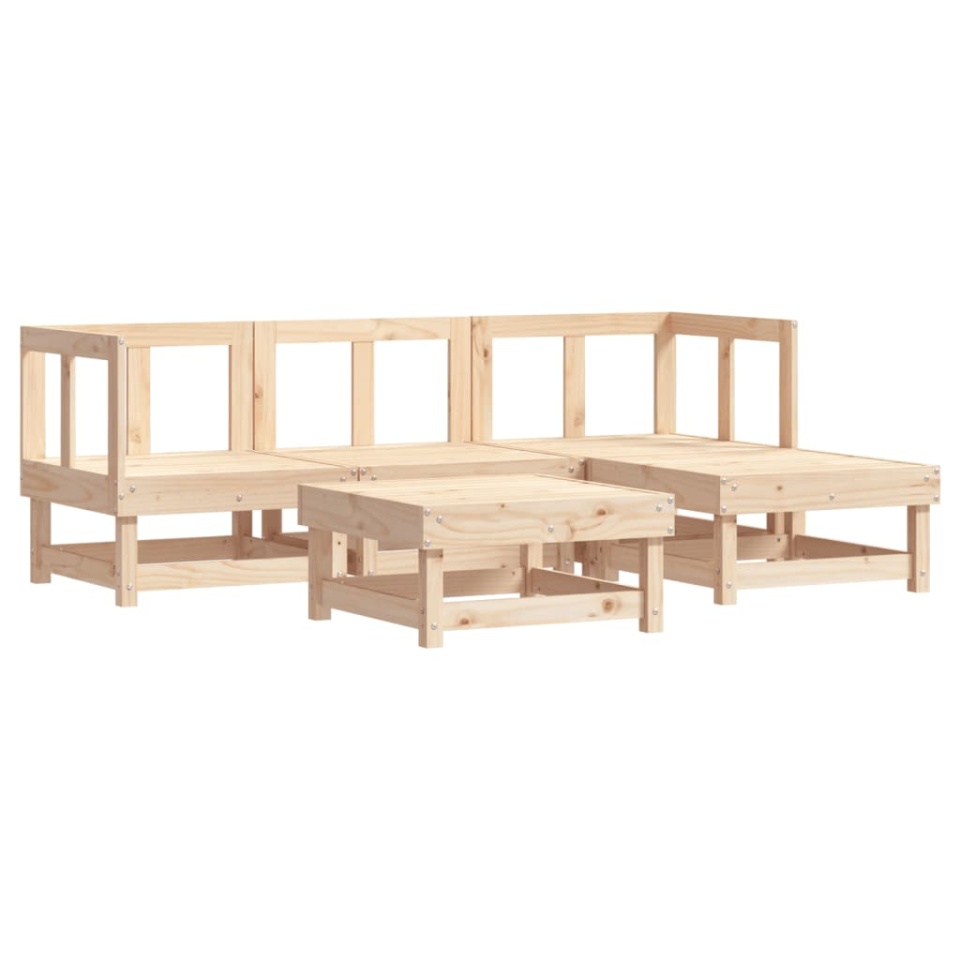 Set mobilier de grădină cu perne, 5 piese, lemn masiv - 2 | YEO