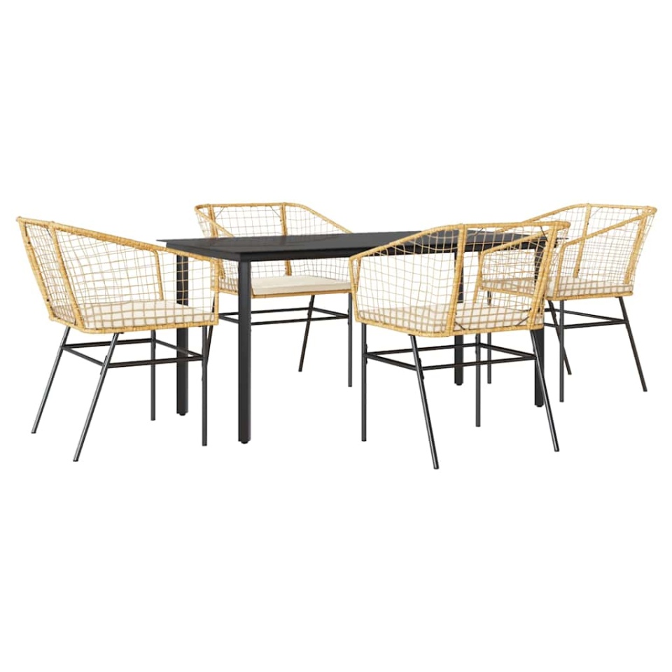 Set mobilier de grădină cu perne 5 piese maro sticlă polirattan - 1 | YEO