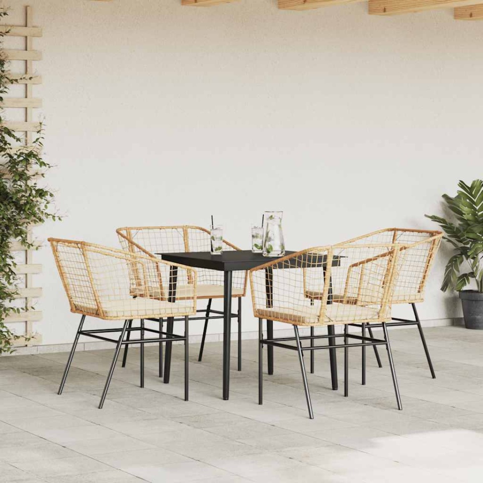 Set mobilier de grădină cu perne 5 piese maro sticlă polirattan - 2 | YEO