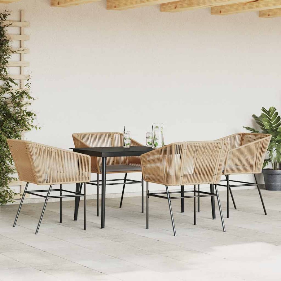 Set mobilier de grădină cu perne 5 piese maro sticlă polirattan - 2 | YEO