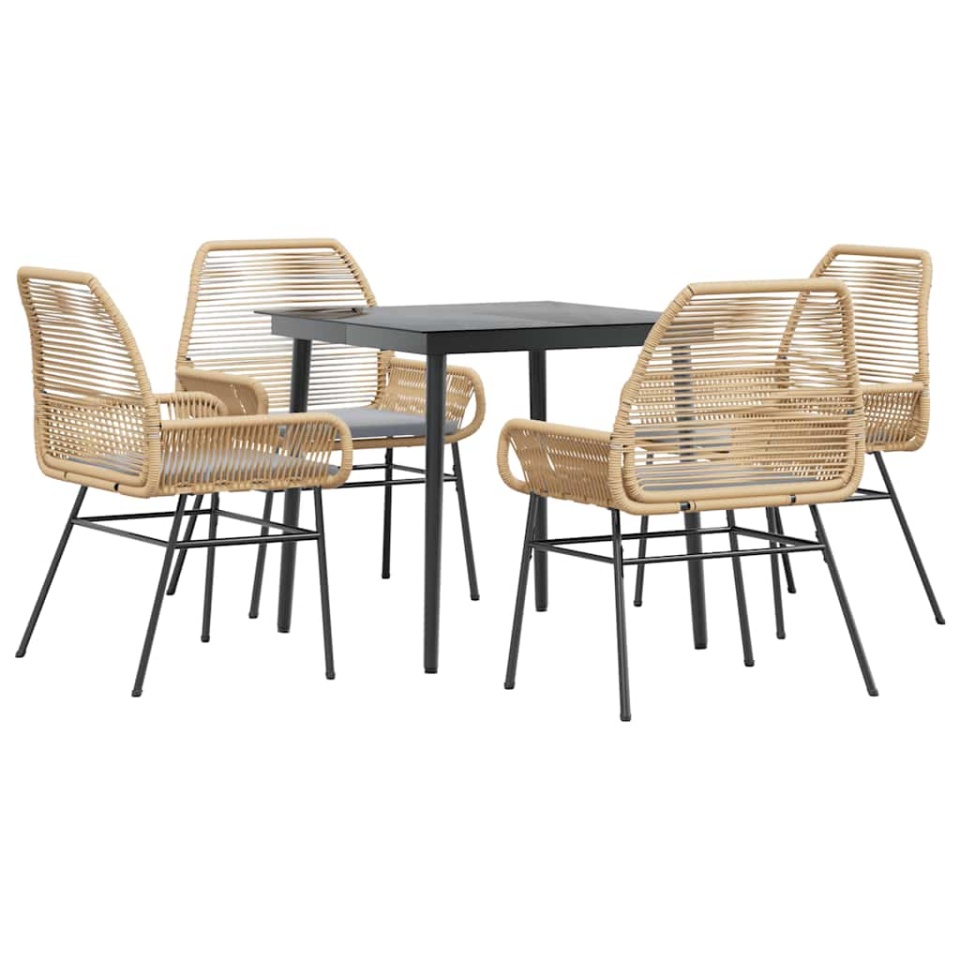 Set mobilier de grădină cu perne 5 piese maro sticlă polirattan - 1 | YEO
