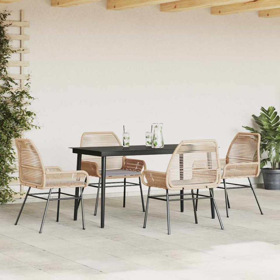 Set mobilier de grădină cu perne 5 piese maro sticlă polirattan - 2 | YEO