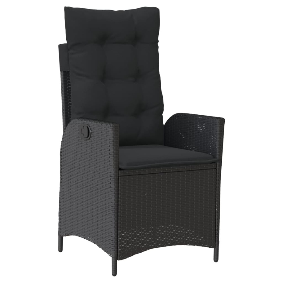 Set mobilier de grădină cu perne, 5 piese, negru, poliratan - 2 | YEO