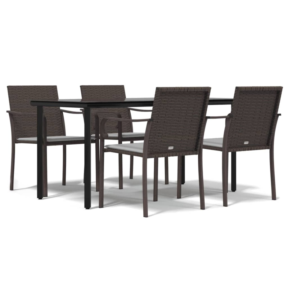 Set mobilier de grădină cu perne, 5 piese, poliratan și oțel - 1 | YEO