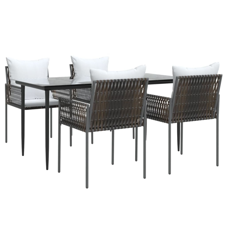 Set mobilier de grădină cu perne, 5 piese, poliratan și oțel - 2 | YEO