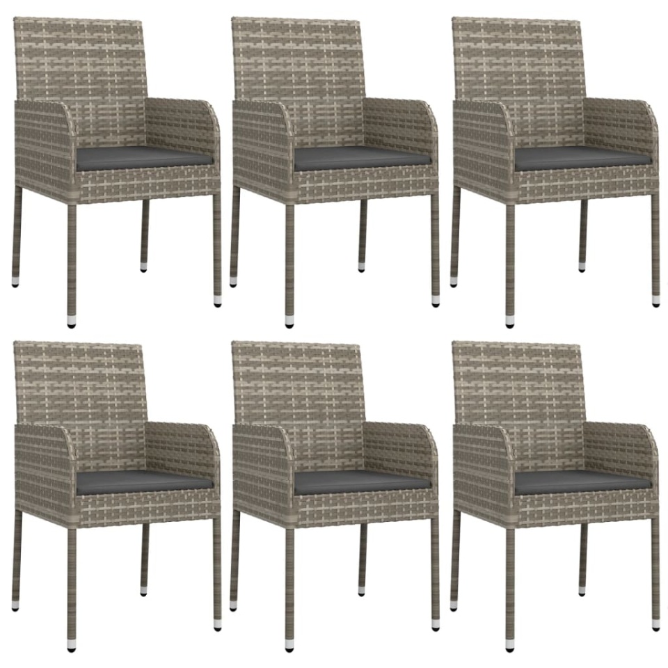 Set mobilier de grădină cu perne, 7 piese, gri, poliratan - 3 | YEO