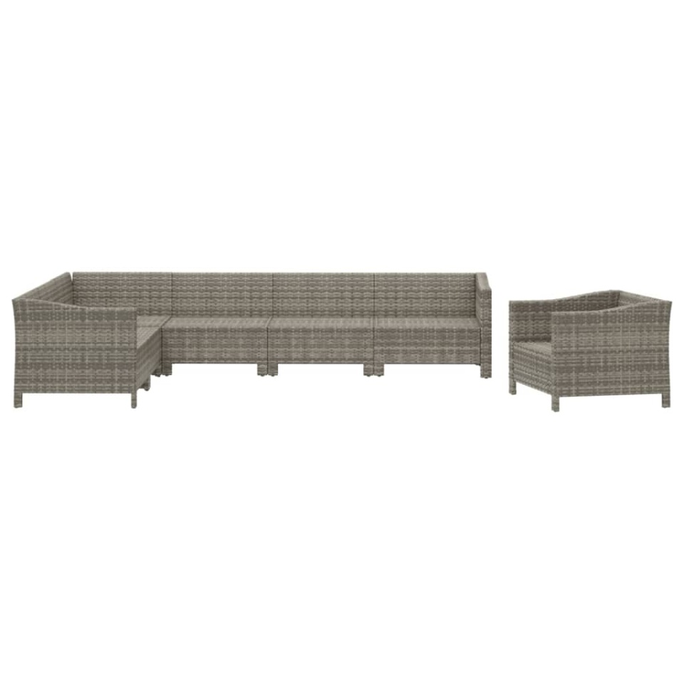 Set mobilier de grădină cu perne, 7 piese, gri, poliratan - 3 | YEO