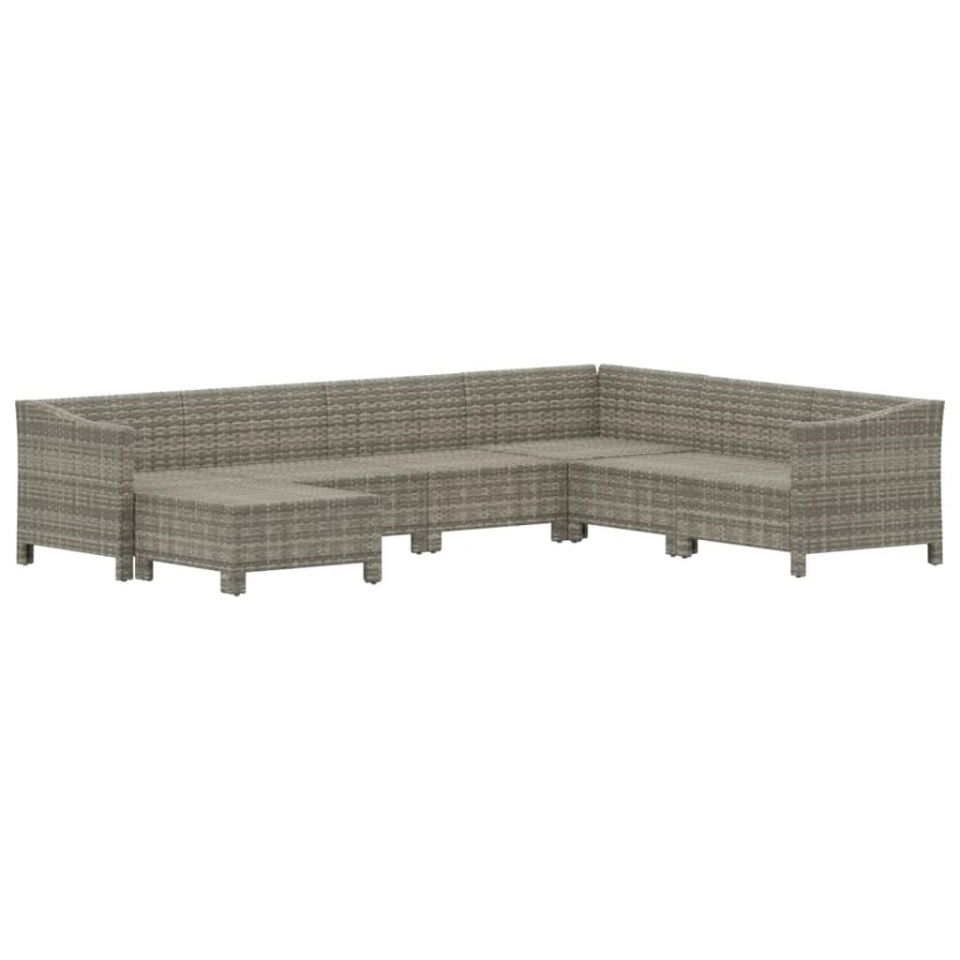 Set mobilier de grădină cu perne, 7 piese, gri, poliratan - 3 | YEO