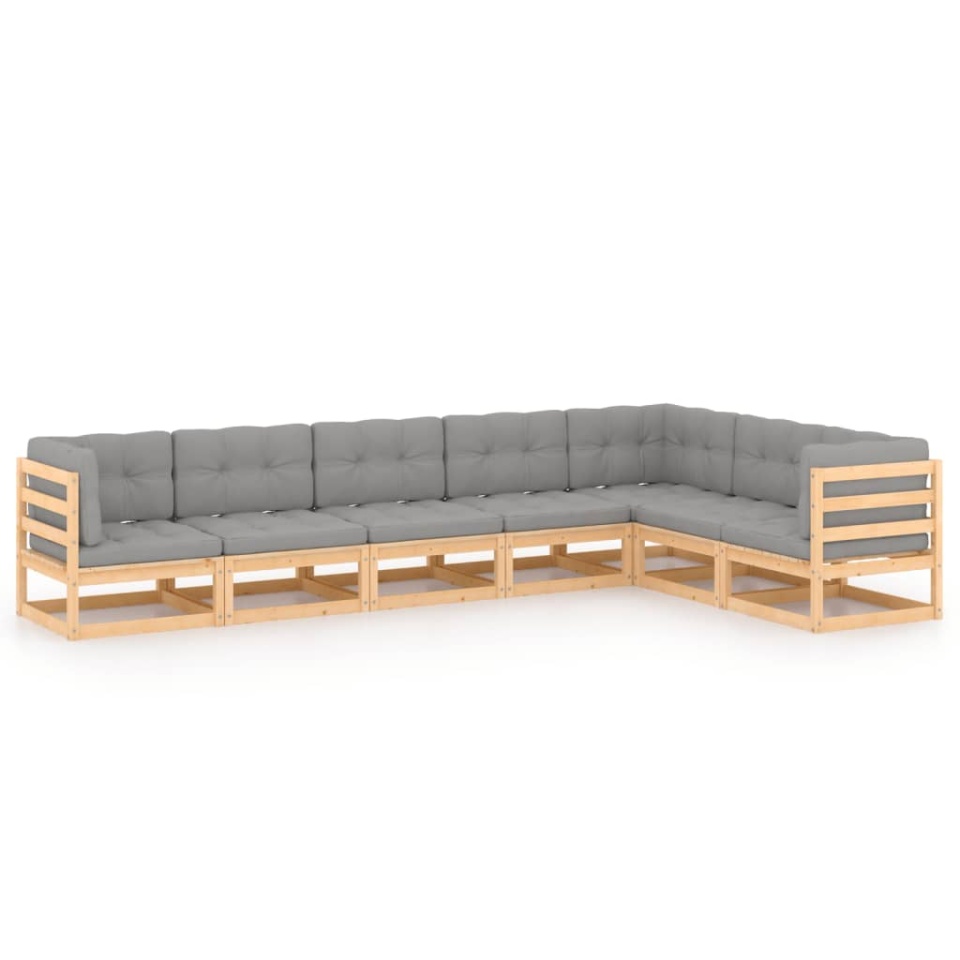 Set mobilier de grădină cu perne, 7 piese, lemn masiv de pin - 1 | YEO